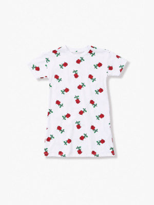 Girls Rose Print T-shirt Dress (kids)