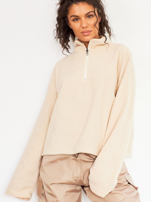 Sand Zip Front Fleece Sweater