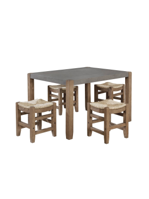 Davenport Dining Table And 4 Stools Light Amber - Alaterre Furniture