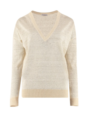 Brunello Cucinelli V-neck Ribbed Sweater