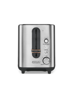 Crux 14544-sn 2 Extra Wide Slice 6 Shade Electric Kitchen Toaster Heater With Gluten Free Toasting Feature For Bagels And Bread, Stainless Steel