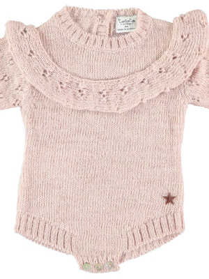 Tocoto Vintage Knitted Baby Onesie - Pink