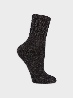 Alaska Knits Women's Wool Blend Textured Mid Crew Boot Socks 4-10