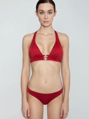 Selene Rectangle Plunge Bikini Top - Red Shine