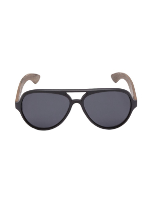 Premium Walnut Wood Temple Sunglasses - Brown/gray