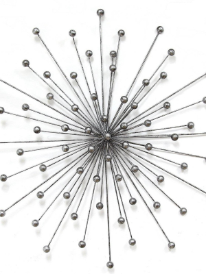 27.98" X 27.98" Silver Burst Wall Decor Silver - Stratton Home Décor