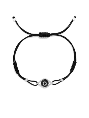 Effy Novelty White Gold Black & White Diamond Evil Eye Bracelet, 0.43 Tcw