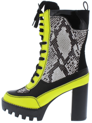 Intensity03 Snake Lace Up Lug Sole Combat Boot