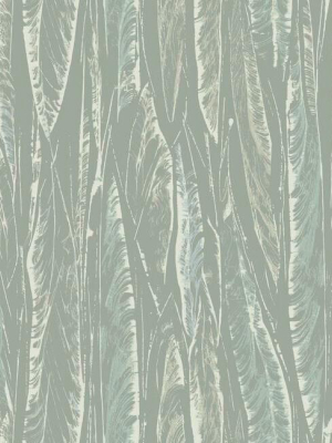 Native Leaves Wallpaper In Blue-green By Antonina Vella For York Wallcoverings