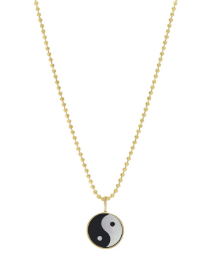 Yin Yang Everett Necklace - White Mother Of Pearl & Black Onyx