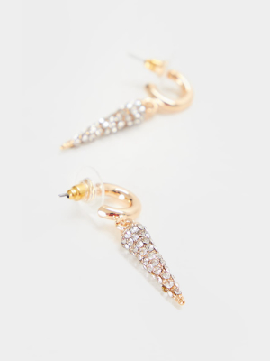 Gold Diamante Dagger Hoop Earrings