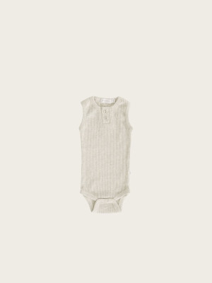 Organic Essential Singlet Bodysuit - Oatmeal Marle