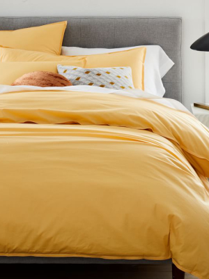 Organic Washed Cotton Percale Duvet Cover & Shams - Sunbeam Yellow