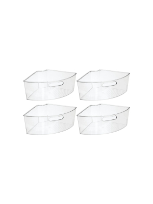 Mdesign Lazy Susan Kitchen Food Storage Organizer Bin, 1/4 Wedge, 4 Pack