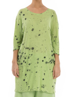 Boxy Splash Lime Linen Jersey Tunic