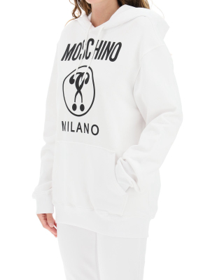 Moschino Double Question Mark Print Drawstring Hoodie