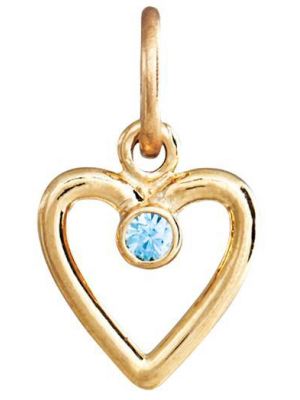 Birth Jewel Heart Charm With Blue Zircon