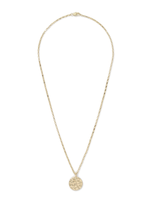 Gold Textured Disc Necklace*