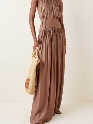 Ripple Pleated Crepe Maxi Skirt