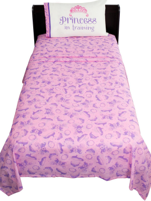 3pc Disney Twin Sheet Set Princess In Training Scrolls Bedding Accessories - Sofia The First..