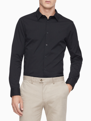 Stretch Cotton Solid Button-down Shirt