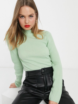 Vila Ribbed Funnel Neck Sweater