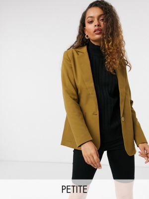 Vila Petite Blazer In Olive Green