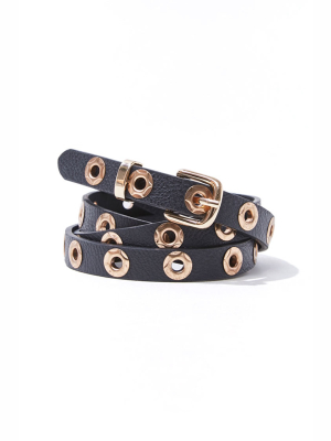 Grommet Skinny Waist Belt