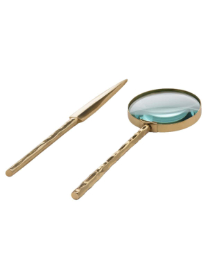 Pigeon & Poodle Lublin Magnifying Glass And Letter Opener Set