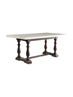 Gerardo Dining Table White Marble/espresso Brown - Acme Furniture