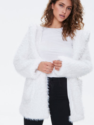 Hooded Fuzzy Knit Jacket