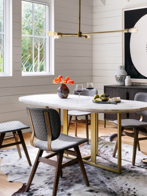 Devan Oval Dining Table - White Marble