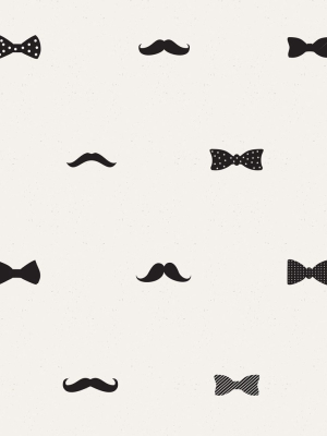 Bow Ties & Mustaches Wallpaper From The Muffin & Mani Collection By Milton & King