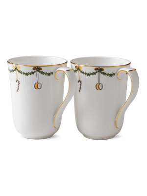 Star Fluted Christmas Cups & Mugs - Set Of 2