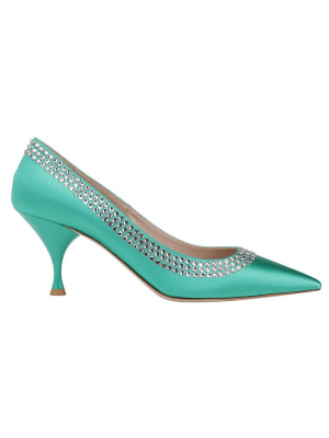 Miu Miu Crystal Embellished Pumps