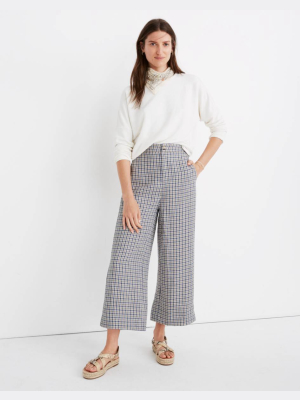 Linen Huston Button-front Crop Pants In Check