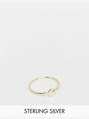 Asos Design Sterling Silver With Gold Plate Ring In Triple Moon Design