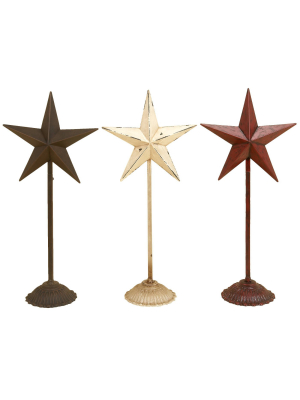 Set Of 3 Farmhouse Star-shaped Iron Decor Cream - Olivia & May