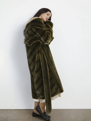 Ecklonis Faux Fur Kimono Coat