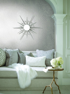 Modern Fern Wallpaper In Silver On White From The Breathless Collection By Candice Olson For York Wallcoverings