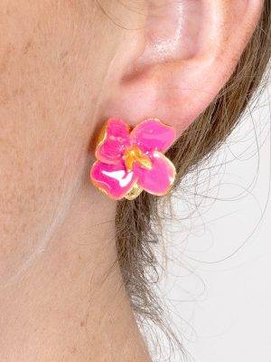 Gold Flower And Pink Petal Earring