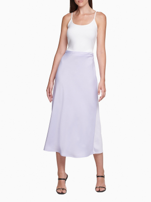 Solid A-line Midi Skirt