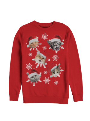 Men's Lost Gods Ugly Christmas Cat Snowflakes Sweatshirt