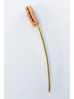 Tan Leather + Brass Hair Pin