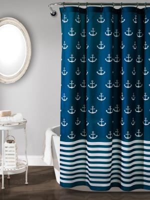 72"x72" Anchor Shower Curtain Single Navy - Lush Décor