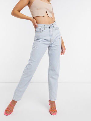 Missguided Riot High Waisted Recycled Denim Mom Jean In Blue