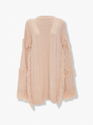 Fringe-trim Open Front Cardigan