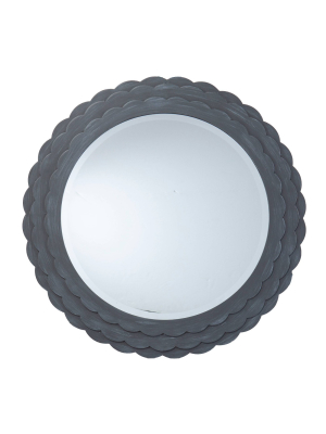 30.25" X 30.25" Round Capeyon Decorative Wall Mirror Gray - Southern Enterprises