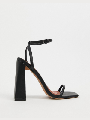 Asos Design Niche Barely There Block Heeled Sandals In Black