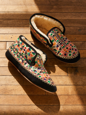 Llani Shearling Kantha Slippers